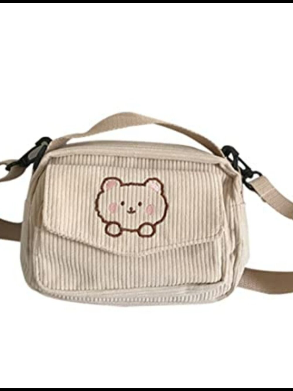 Kawaii Corduroy Crossbody Bag & Wallet Set Adjustable Strap Sl